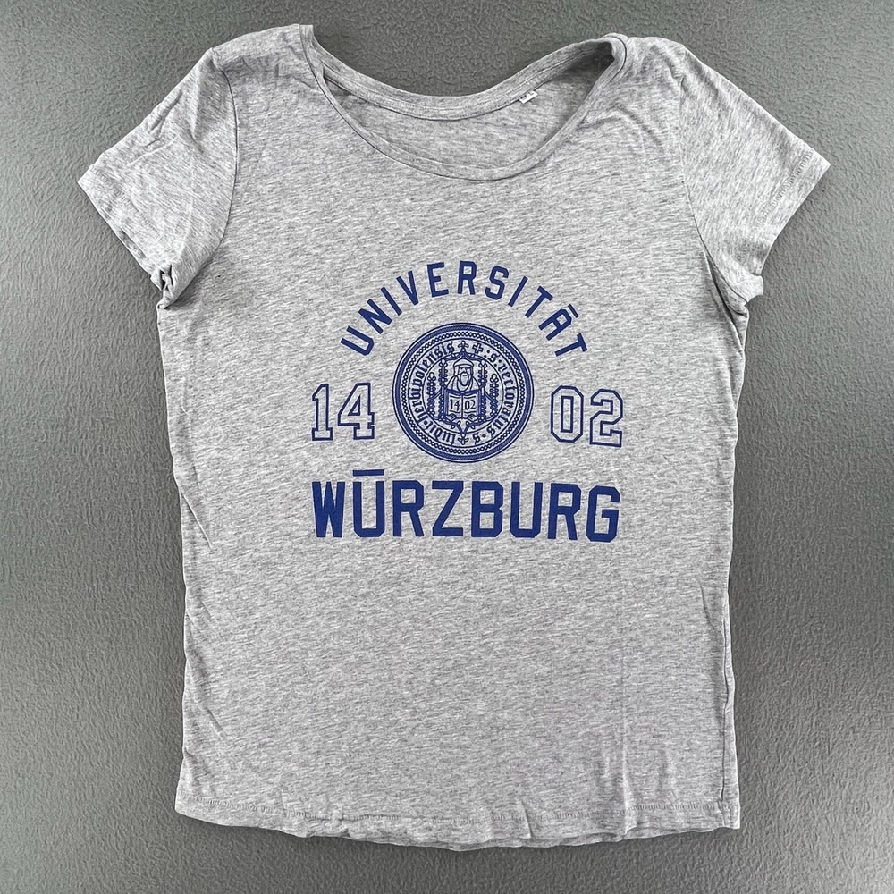 Universitat Wurzburg Women T-Shirt Gray Cotton Blend‎ Medium Collegiate Germany